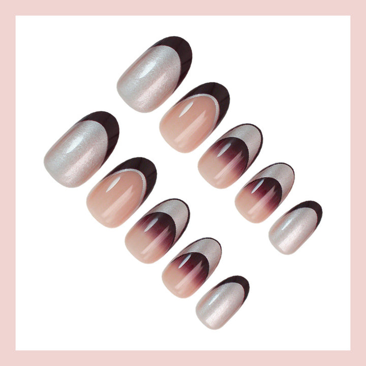 Artificial nail set with elegant gradient and glitter accents Stornfield