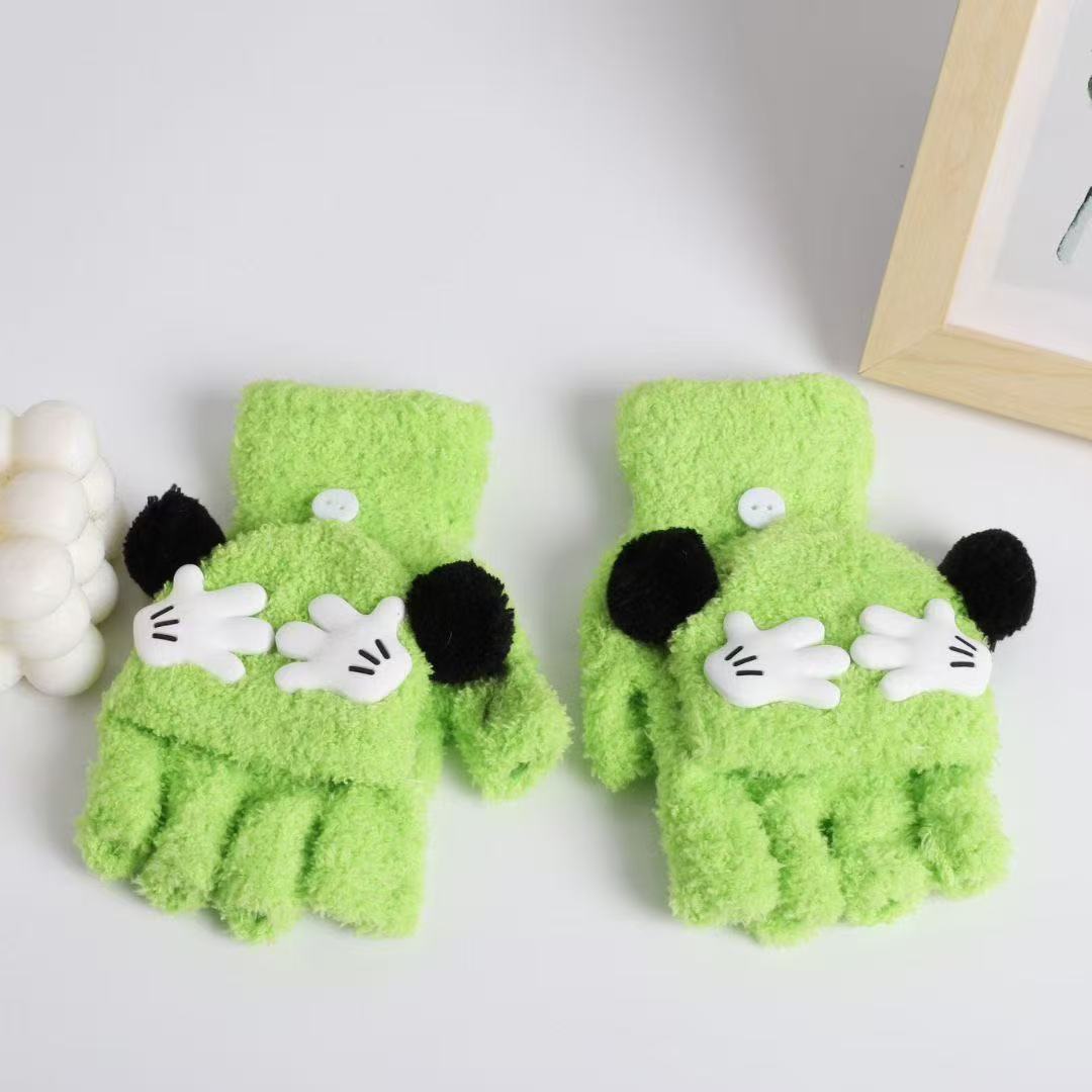 Cute Plush Cartoon-Themed Fingerless Gloves Stornfield
