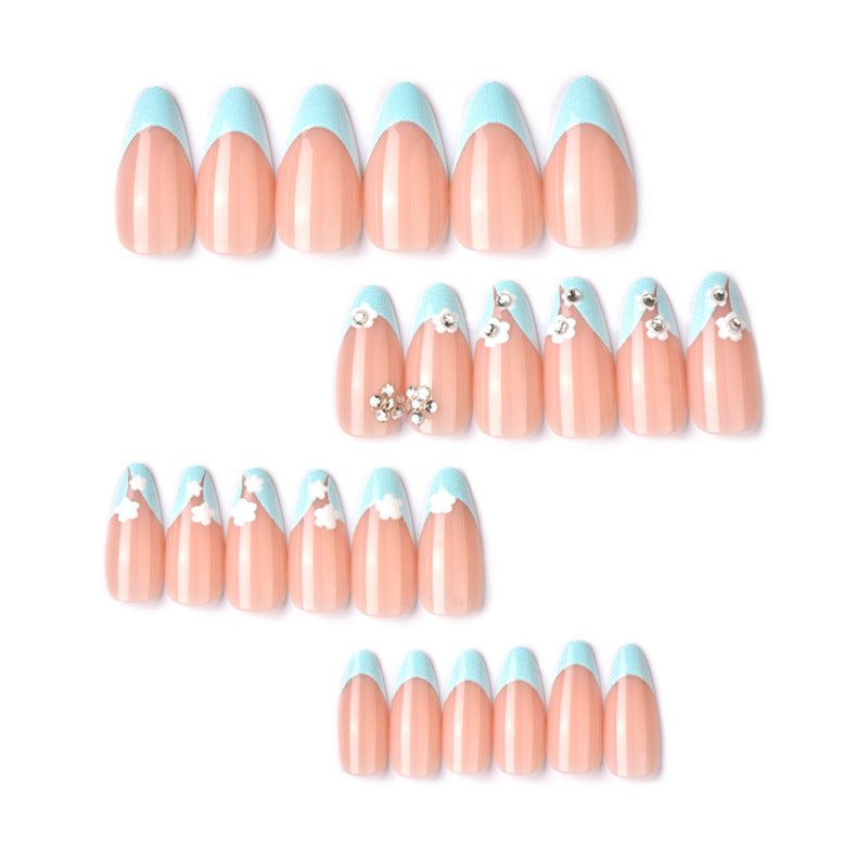 Floral Accent Press-On Nail Set with Gem Details Stornfield