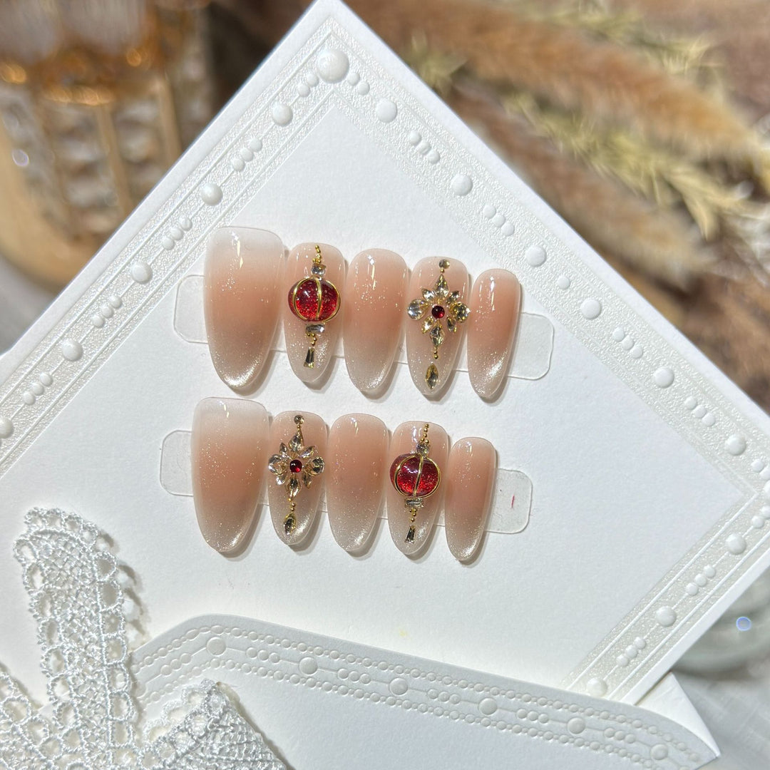 Elegant Stiletto Press-On Nail Set with Gemstone Accents Stornfield