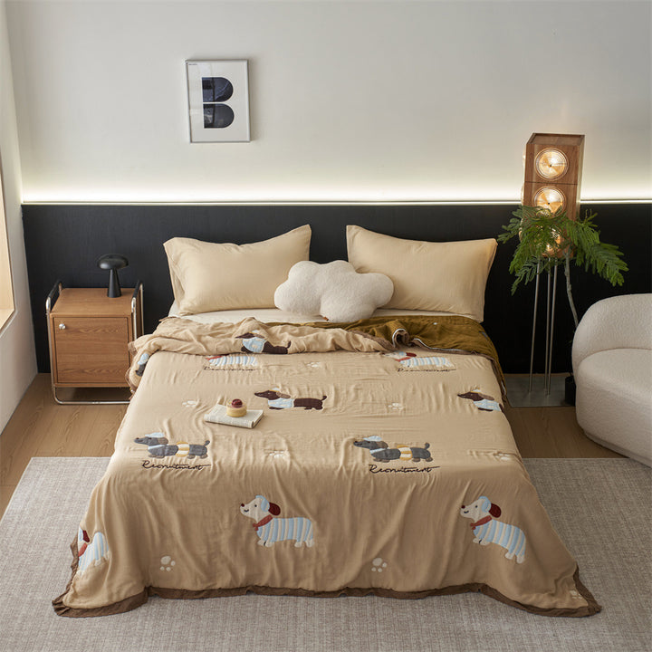 Quilted Cartoon Cotton Duvet Cover Set with Soft Reversible Sherpa Lining