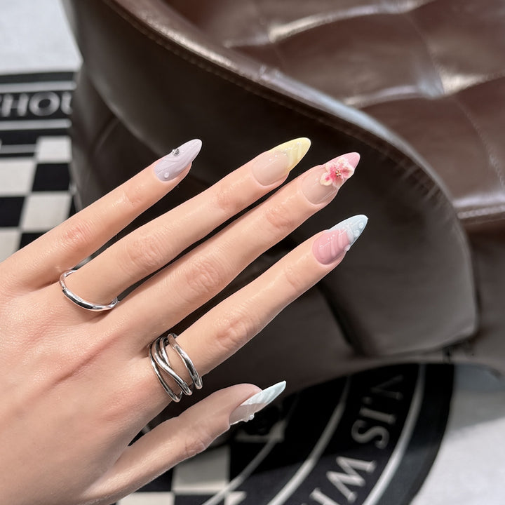 Artistic Floral Stiletto Press-On Nail Set Stornfield