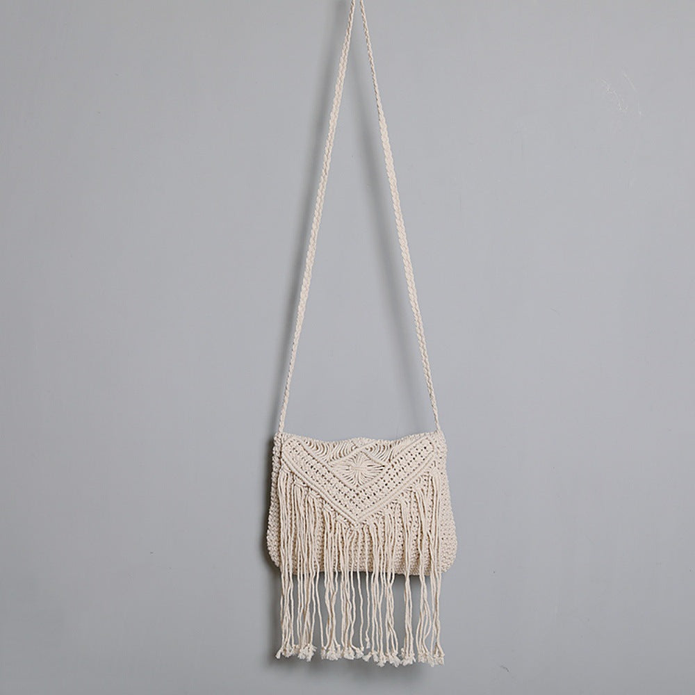 Macrame Crossbody Bag with Fringe Stornfield