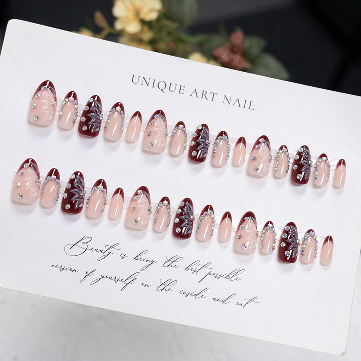 Artistic Floral-Embellished Press-On Nail Set