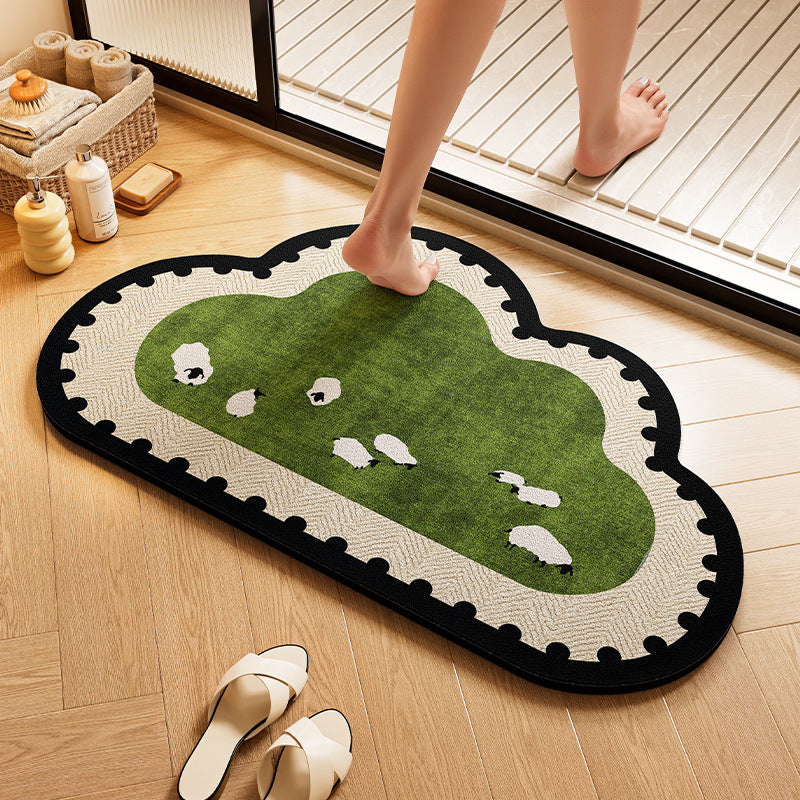 Playful Dog-Themed Bath Rug Stornfield
