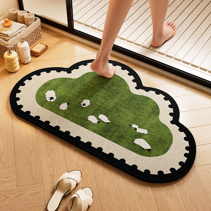 Playful Dog-Themed Bath Rug Stornfield