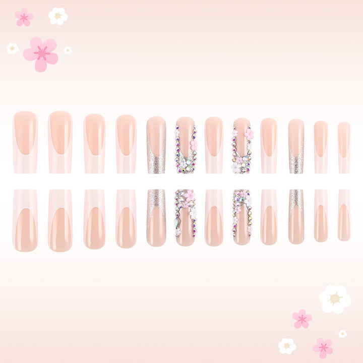 Artistic Press-On Nail Art Set with Floral Accents Stornfield