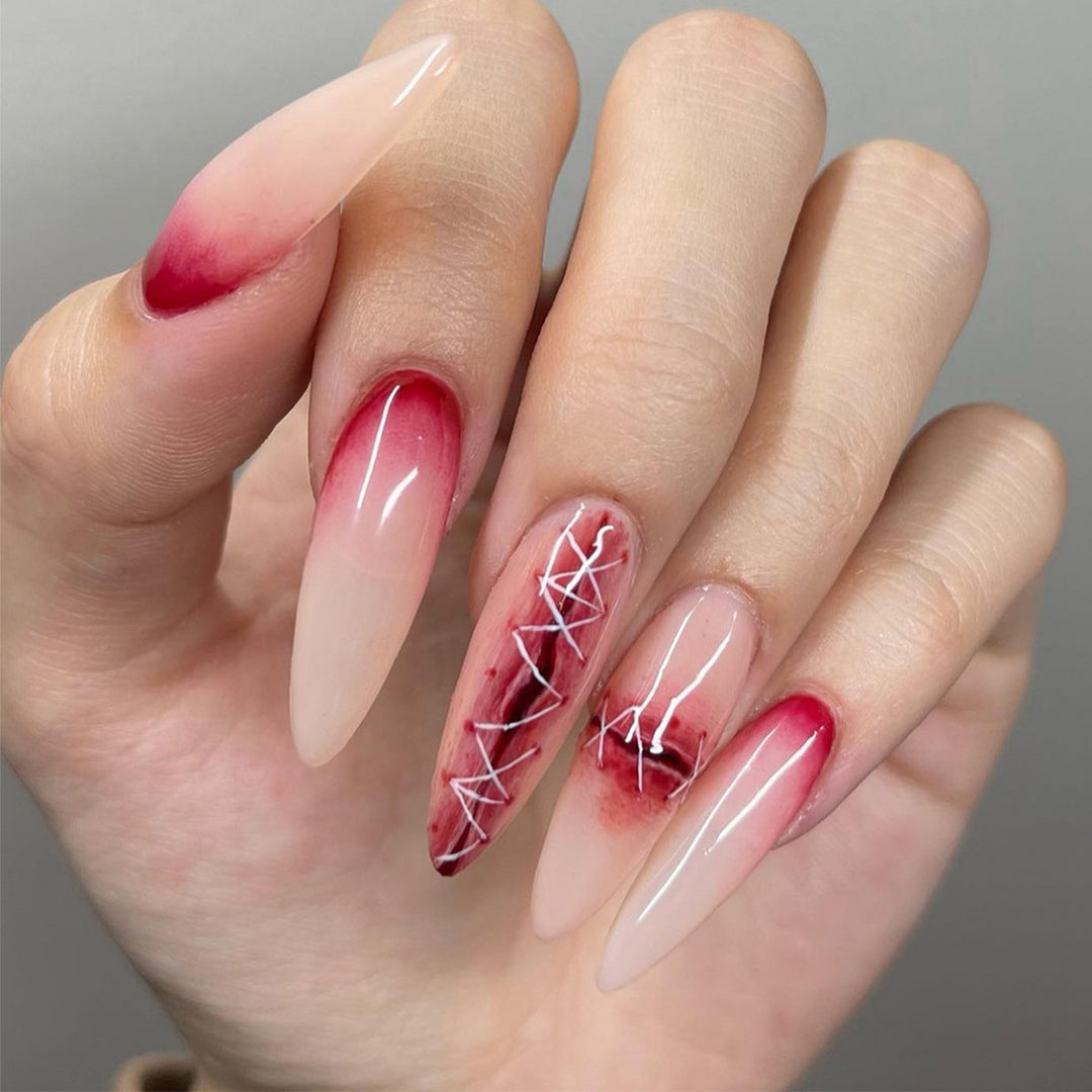 Artful Nail Extensions in Elegant Ombre Style with Art Motif Stornfield
