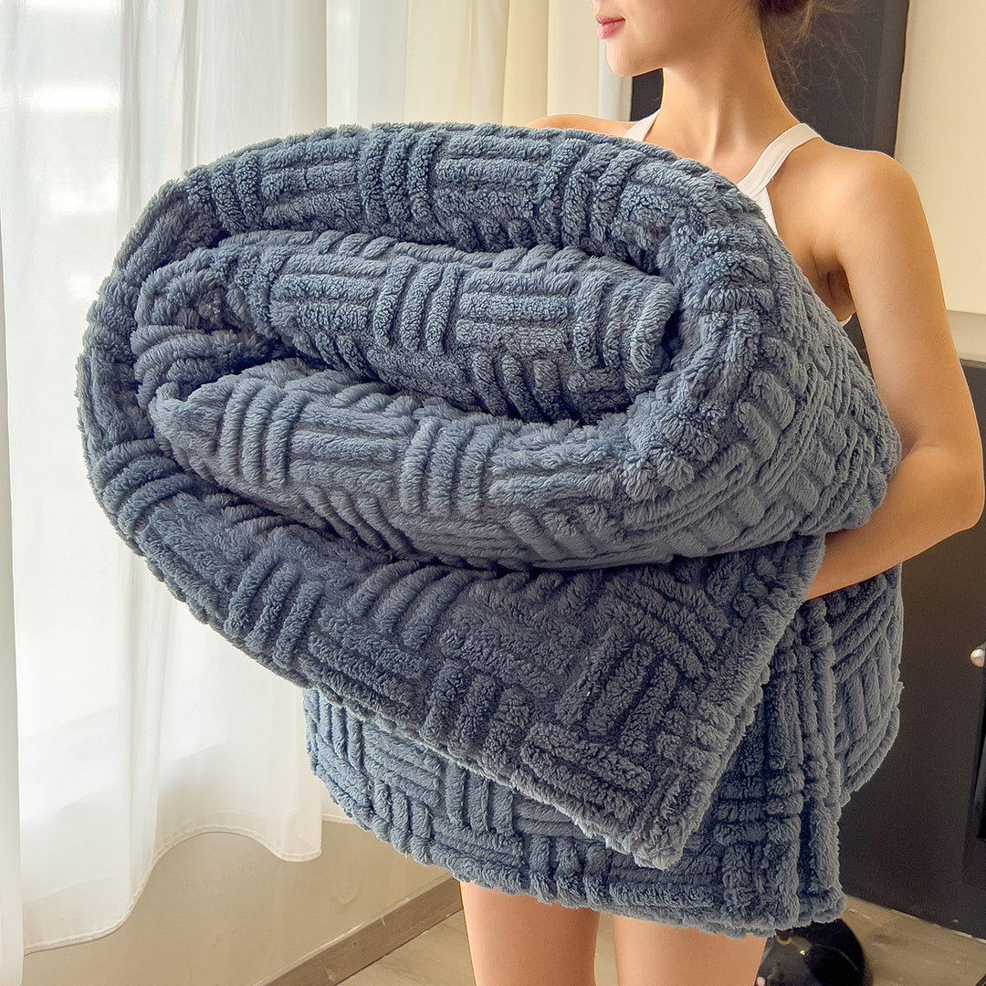 Textured Plush Throw Blanket