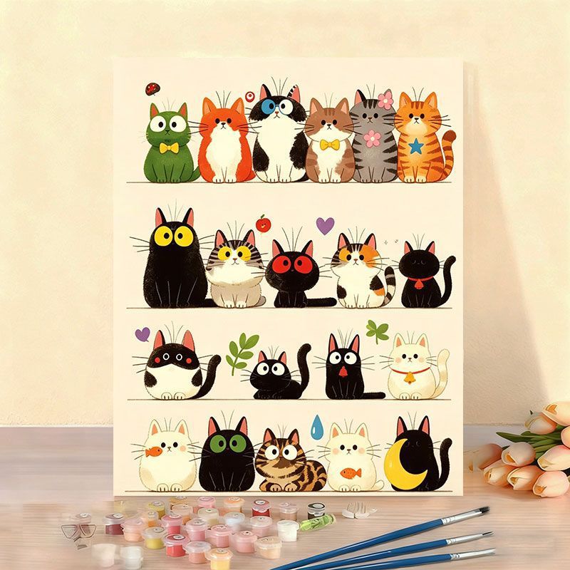 Cat-Themed Paint by Numbers Canvas Art Kit Stornfield
