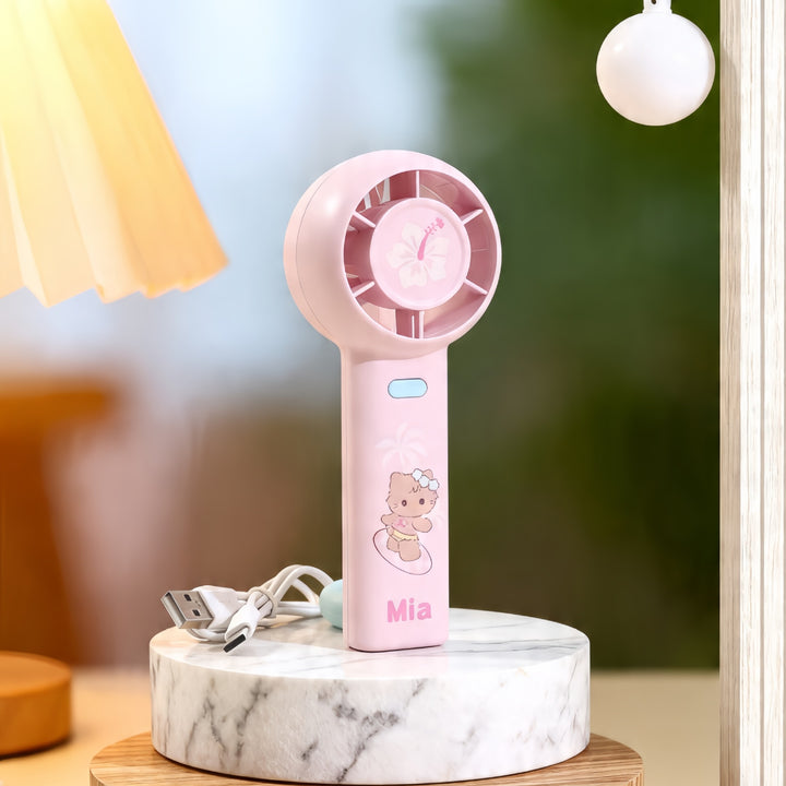 Women's Portable Handheld Fan with Ergonomic Design and Cute Stornfield  Motif
