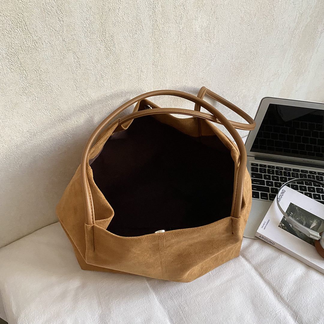 Minimalist Suede Shoulder Tote