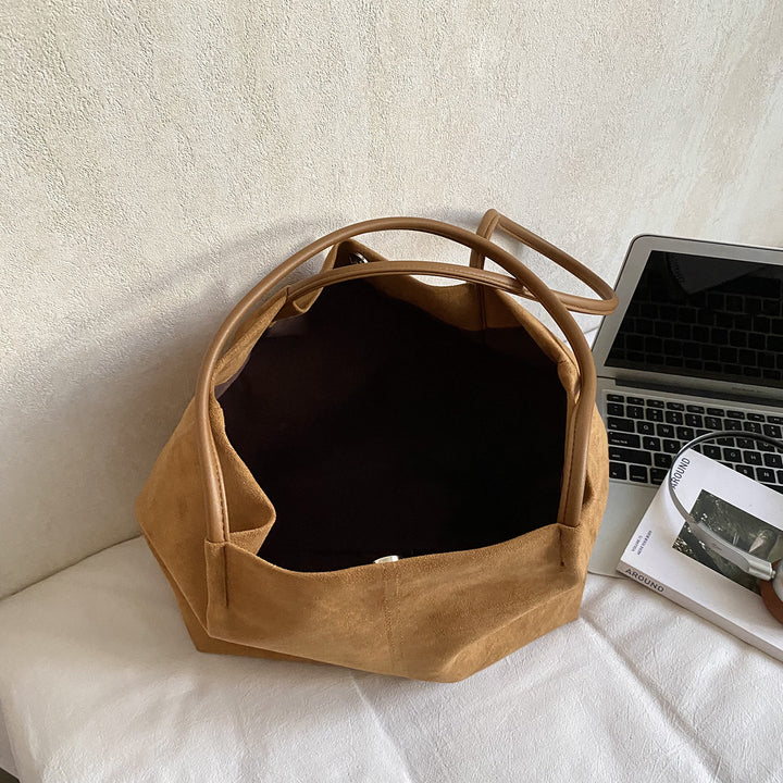 Minimalist Suede Shoulder Tote