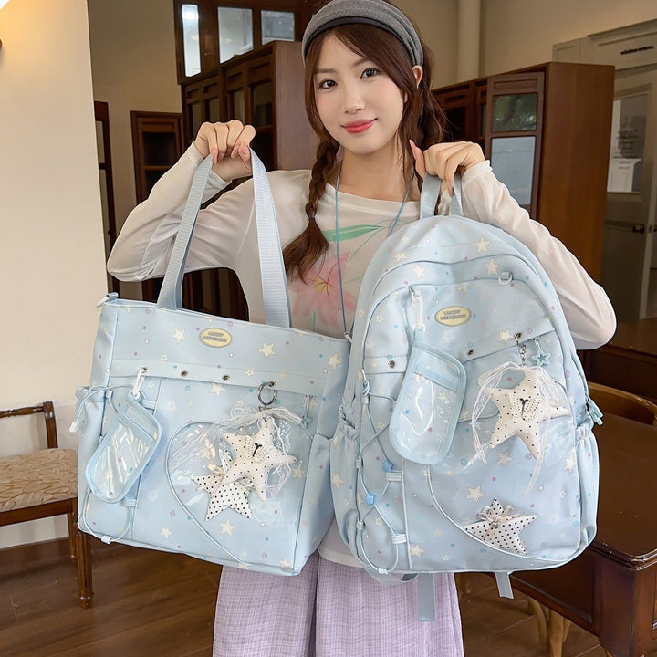 Stylish Multi-Pocket Star-Appliqué Backpack Stornfield