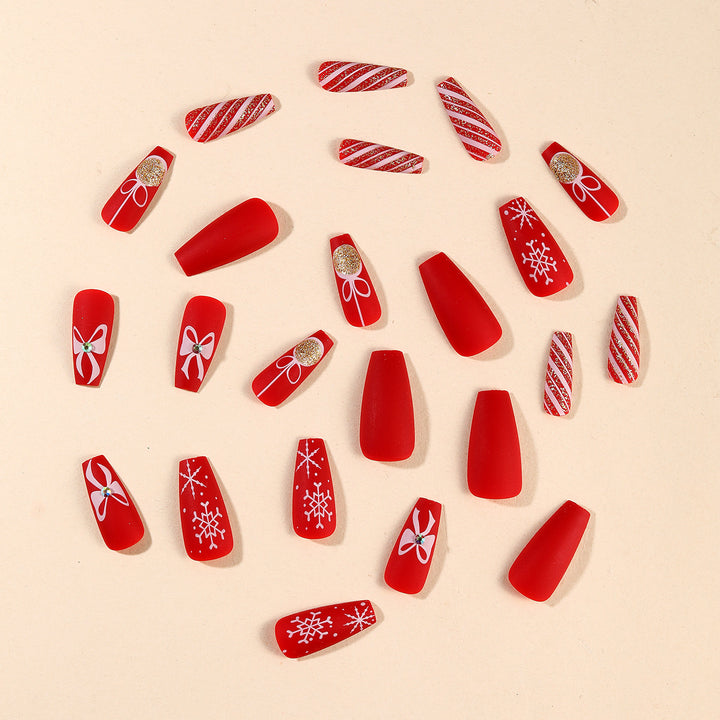 Festive Holiday-Themed Acrylic Nail Art Extensions Stornfield
