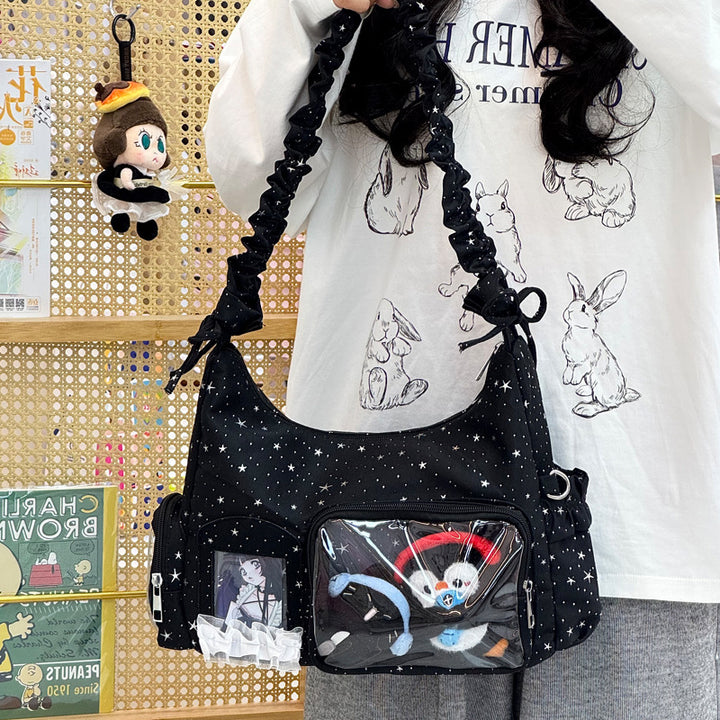 Star-Print Ruffle Strap Shoulder Bag Stornfield