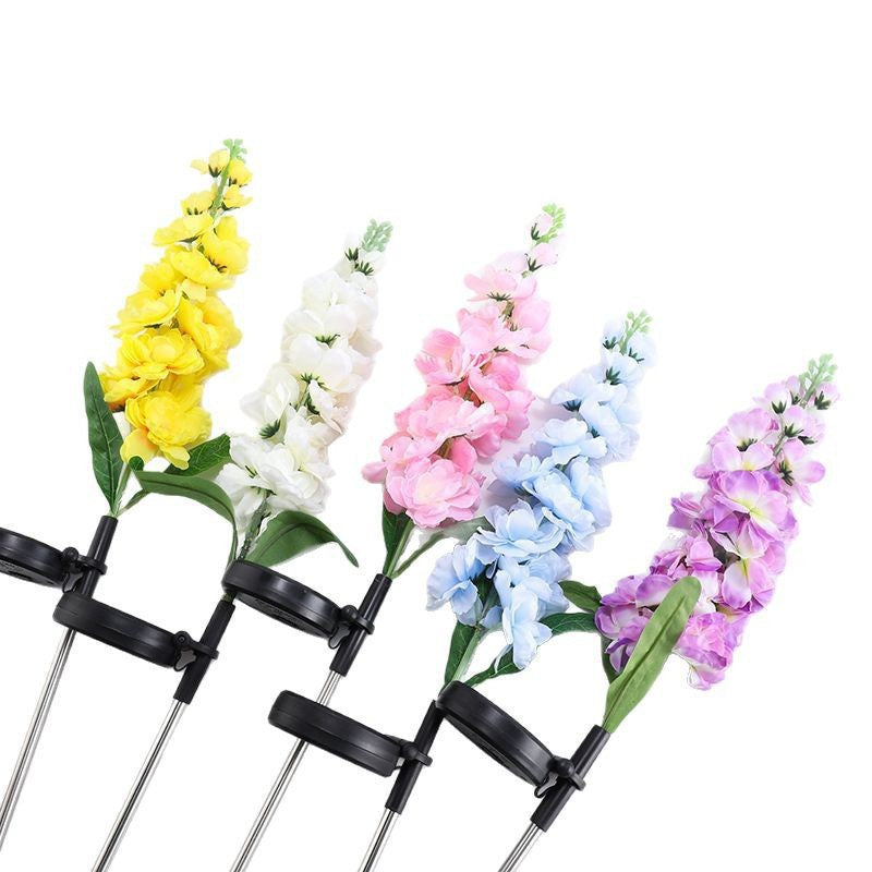Decorative Tall Artificial Delphinium Garden Stake With Stainless Steel Spike And Adjustable Clip Stornfield