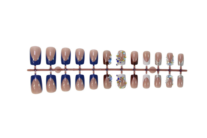 Artificial nail set with elegant stone embellishments and modern accents Stornfield