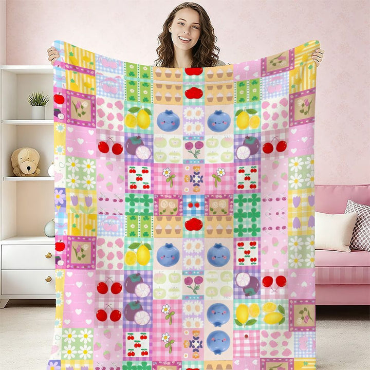 Floral Patterned Fleece Throw Blanket