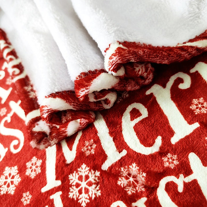 Festive Holiday-Themed Plush Fleece Blanket