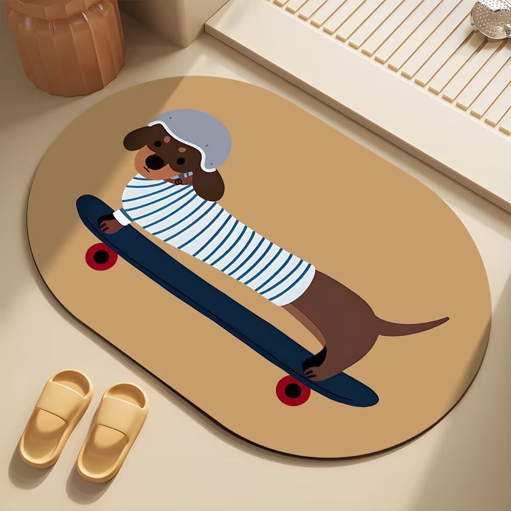 Whimsical Dog-Themed Bath Mat