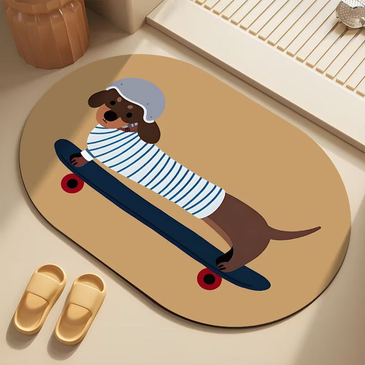 Whimsical Dog-Themed Bath Mat