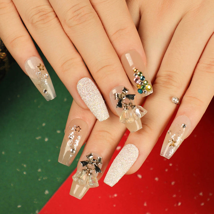 Artful Nail Extensions with Glitter and Rhinestone Embellishments Stornfield