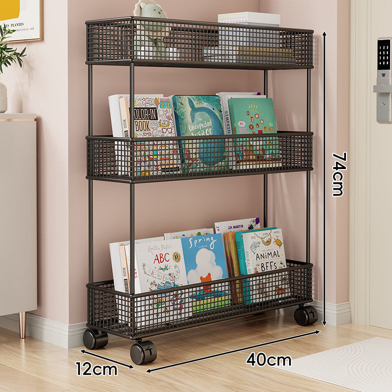 Freestanding Mesh Four-Tier Book and Toy Storage Shelf