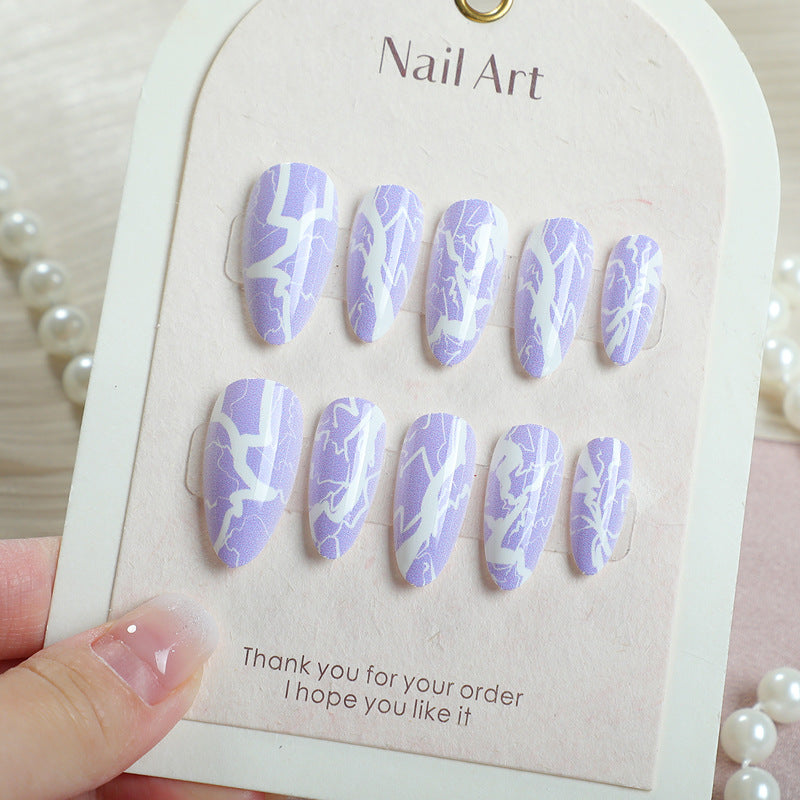 Artistic Press-On Nail Art Set with Lightning Design Stornfield