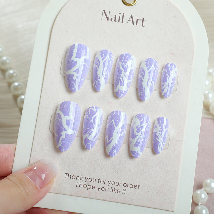 Artistic Press-On Nail Art Set with Lightning Design Stornfield