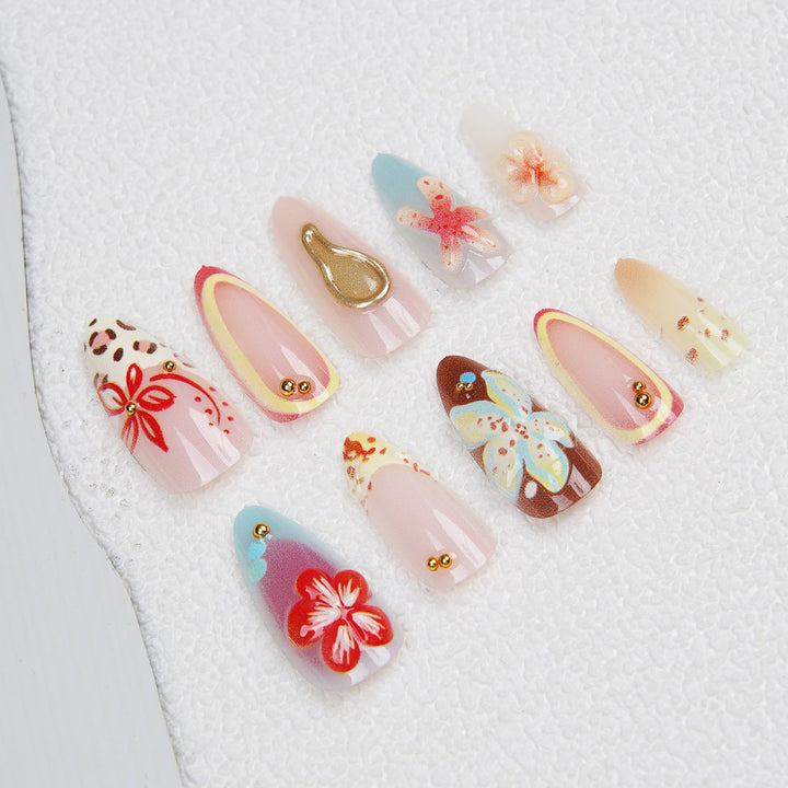 Artificial Nail Set with Floral Accents Stornfield