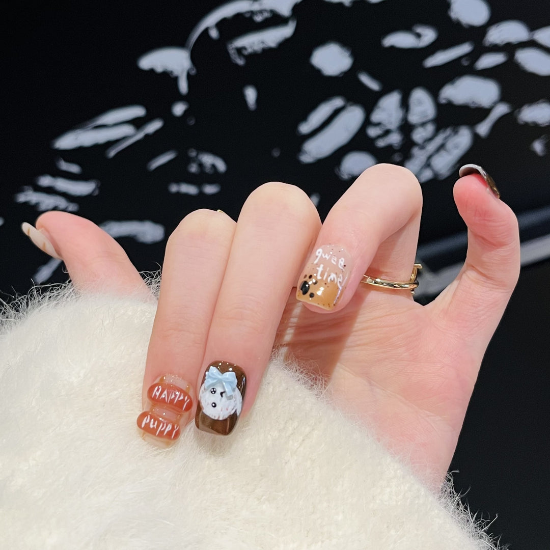 Whimsical Hand-Painted Press-On Nail Set