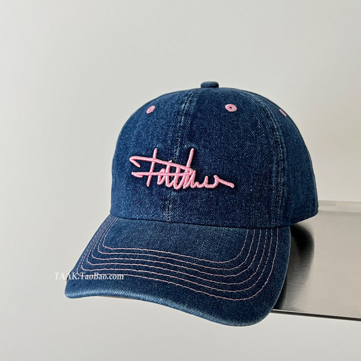 Women's Distressed Denim Embroidered Baseball Cap Stornfield