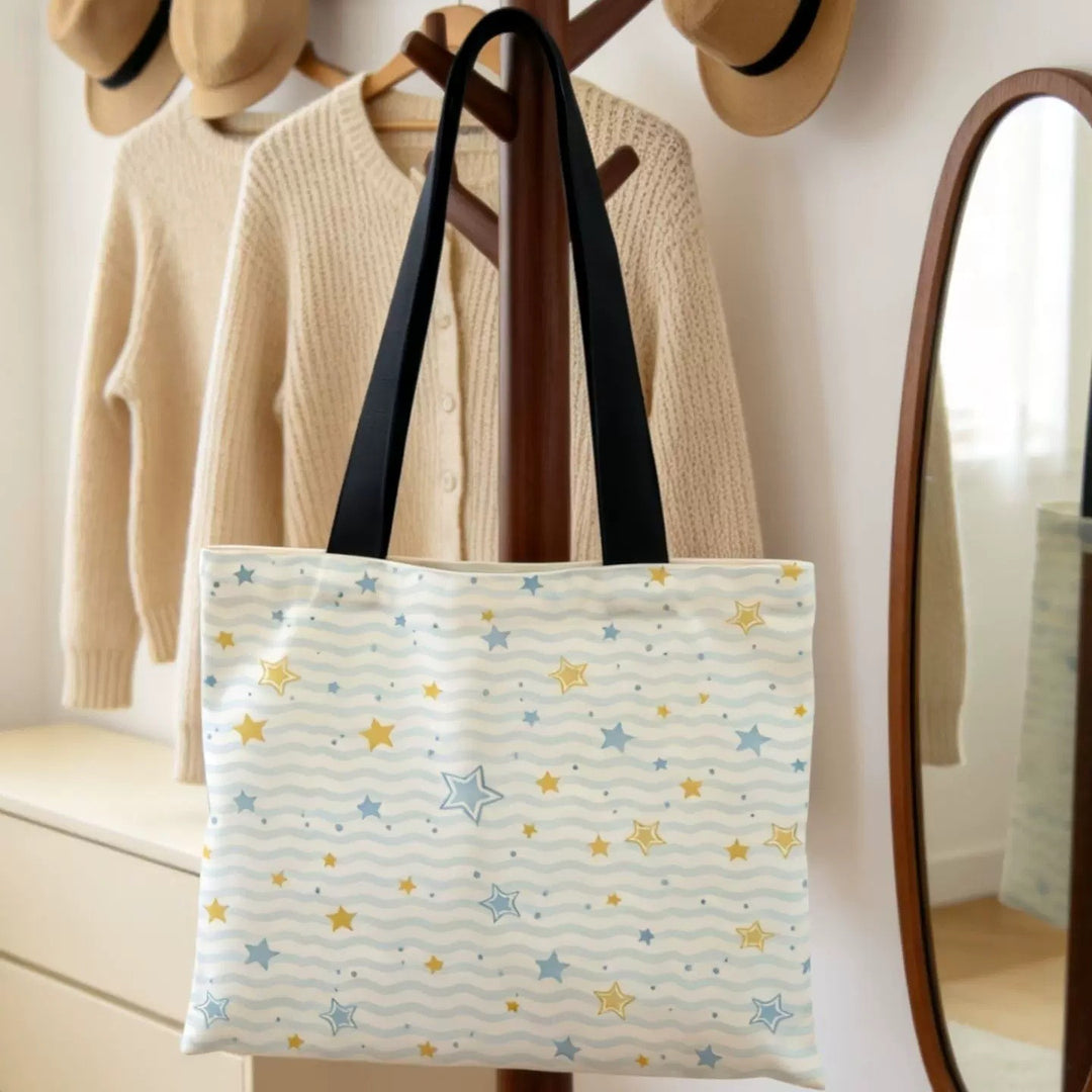 Elegant Star Patterned Canvas Tote Bag