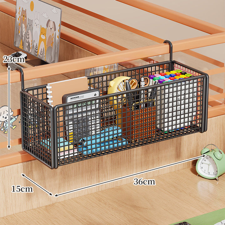 Over-Rail Metal Grid Hanging Storage Basket Organizer for Bunk Bed and Desk