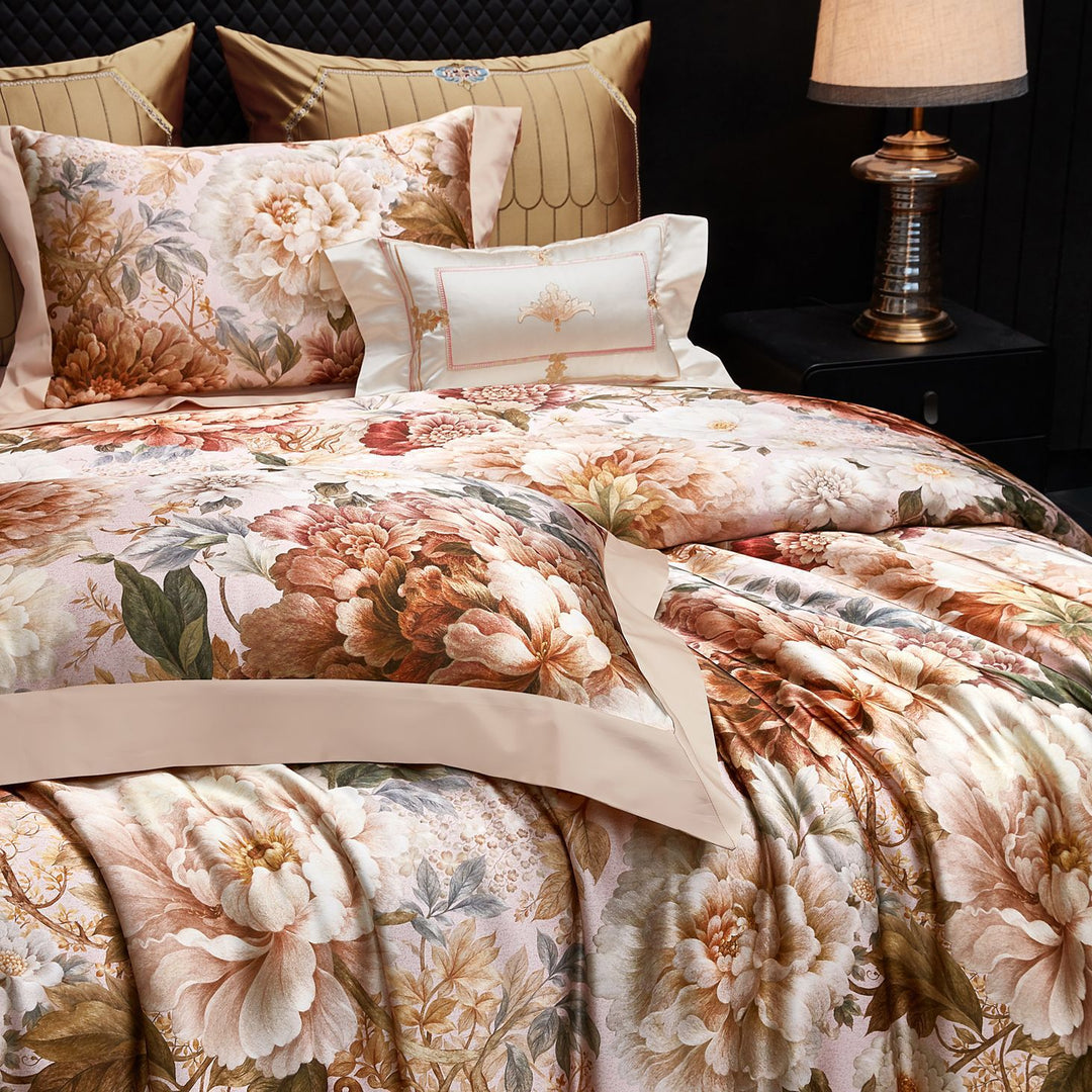 Premium Botanical Jacquard Bed Linen Duvet Cover Set with Embroidered Accents