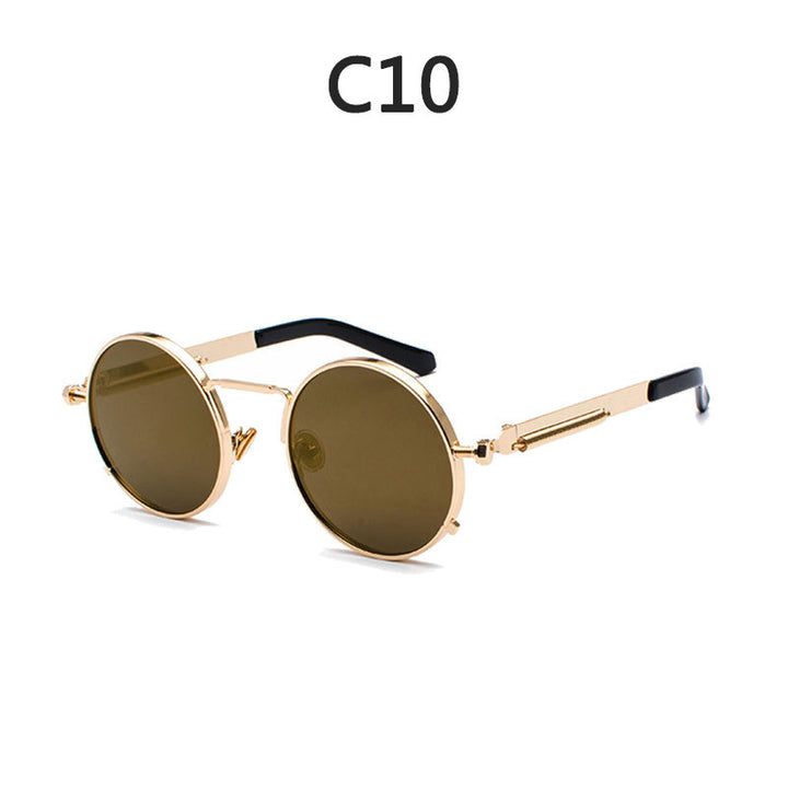 Ladies Round Metal Sunglasses with Mirrored Lenses Stornfield