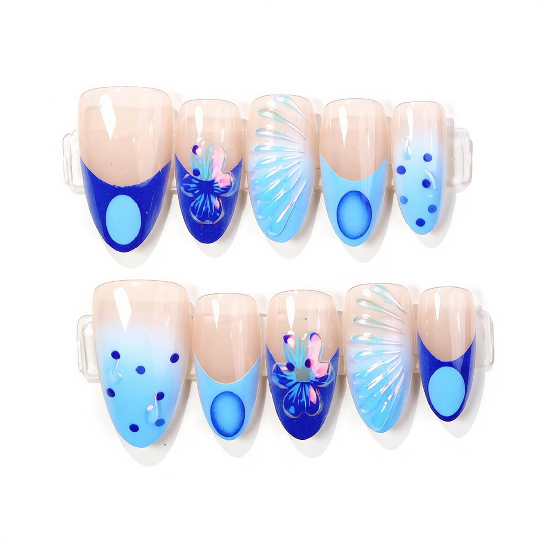 Decorative Press-On Nail Art Set with Oceanic Patterns Stornfield