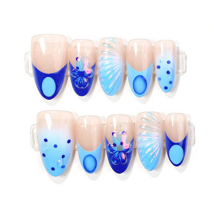 Decorative Press-On Nail Art Set with Oceanic Patterns Stornfield