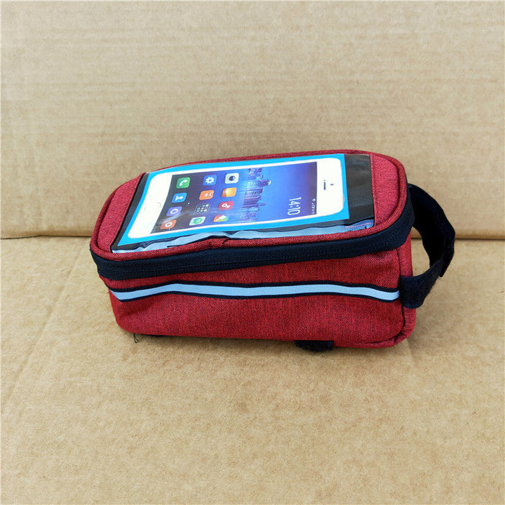 touchscreen top tube bike bag with waterproof compartment and reflective strip Stornfield