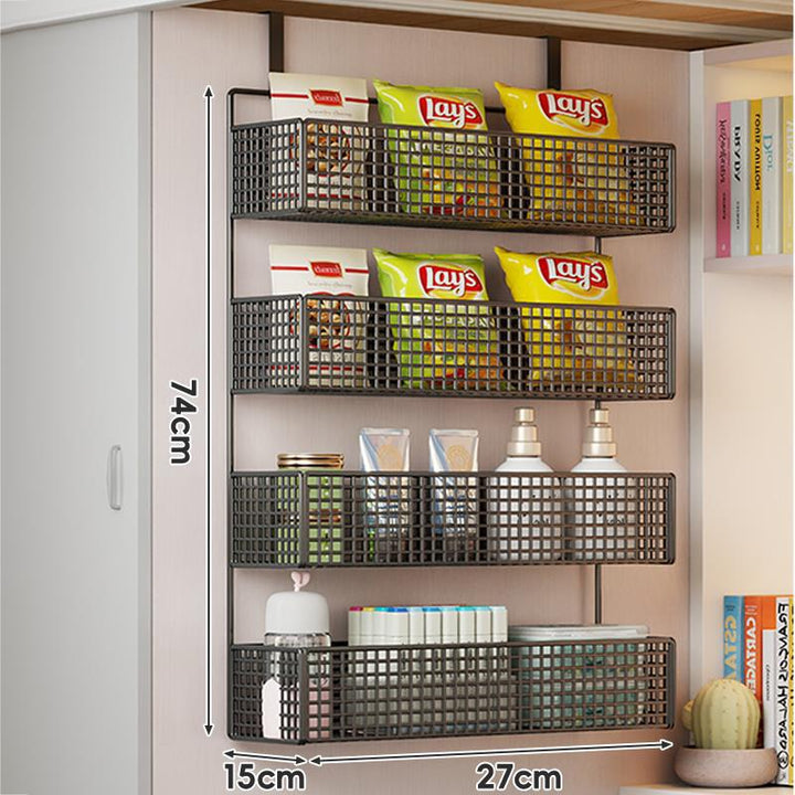 Under-Shelf Double-Tier Ventilated Mesh Hanging Storage Basket for Pantry and Bathroom