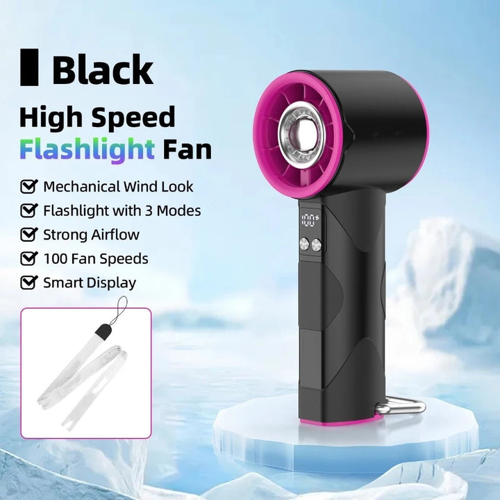 Women's high-speed handheld fan with integrated LED light Stornfield