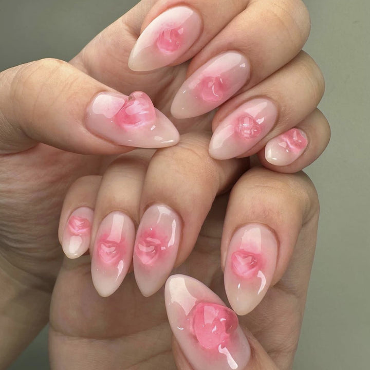 Artistic Nail Extensions with Rose Design Stornfield