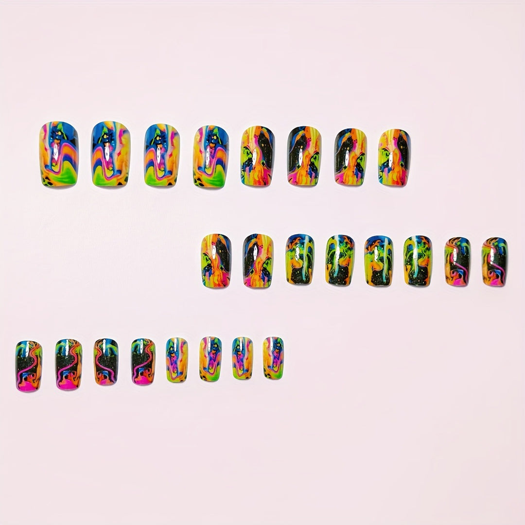 Artificial Nails In Dramatic Color Rush Stornfield