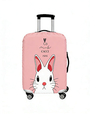 Women's stretchable suitcase cover with rabbit motif, tear-resistant stretch material and openings for handle and wheels Stornfield