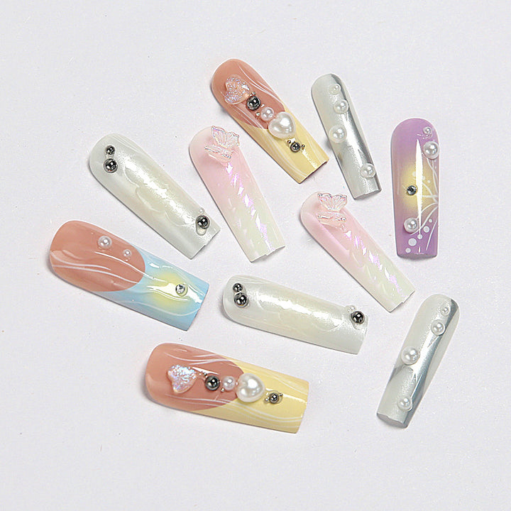 Creative artificial nails with 3D flower embellishments Stornfield
