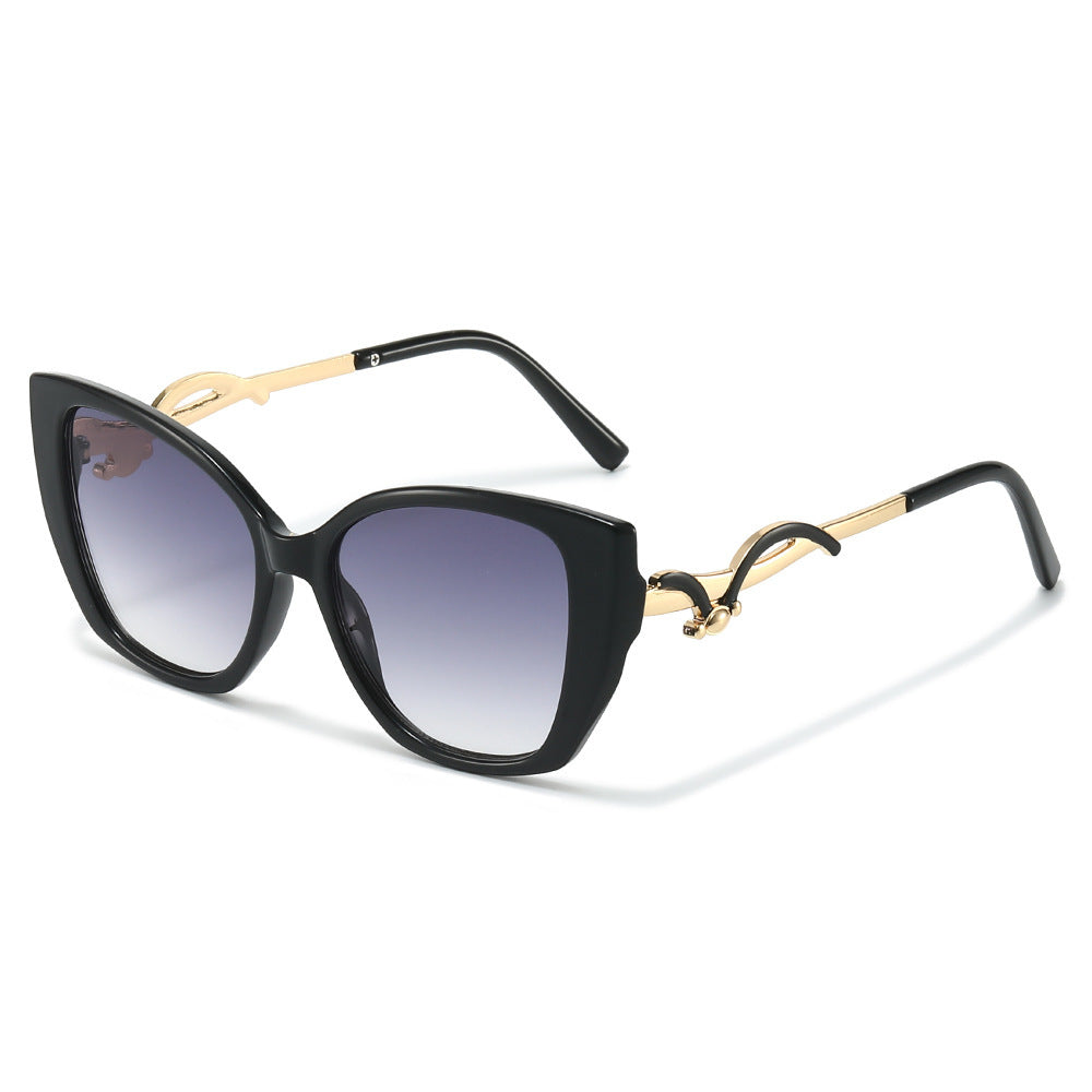 Oversized Geometric Cat-Eye Sunglasses with Gold Accents Stornfield