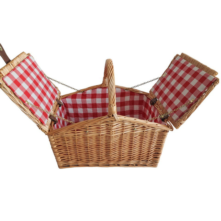 Ladies picnic basket with removable compartments and stylish checkered fabric Stornfield