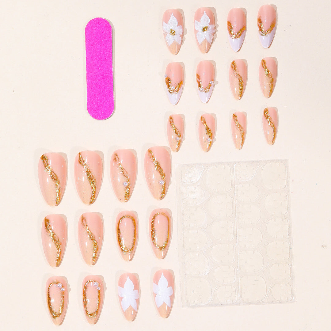 Floral Pearl Accent Nail Art Stornfield