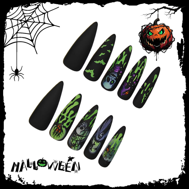 Artificial Halloween art nails with creative ghost and spider designs Stornfield